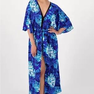 NEW Belle by Kim Gravel Women's tie dye M/L loungewear, cover up, Dress, Blue